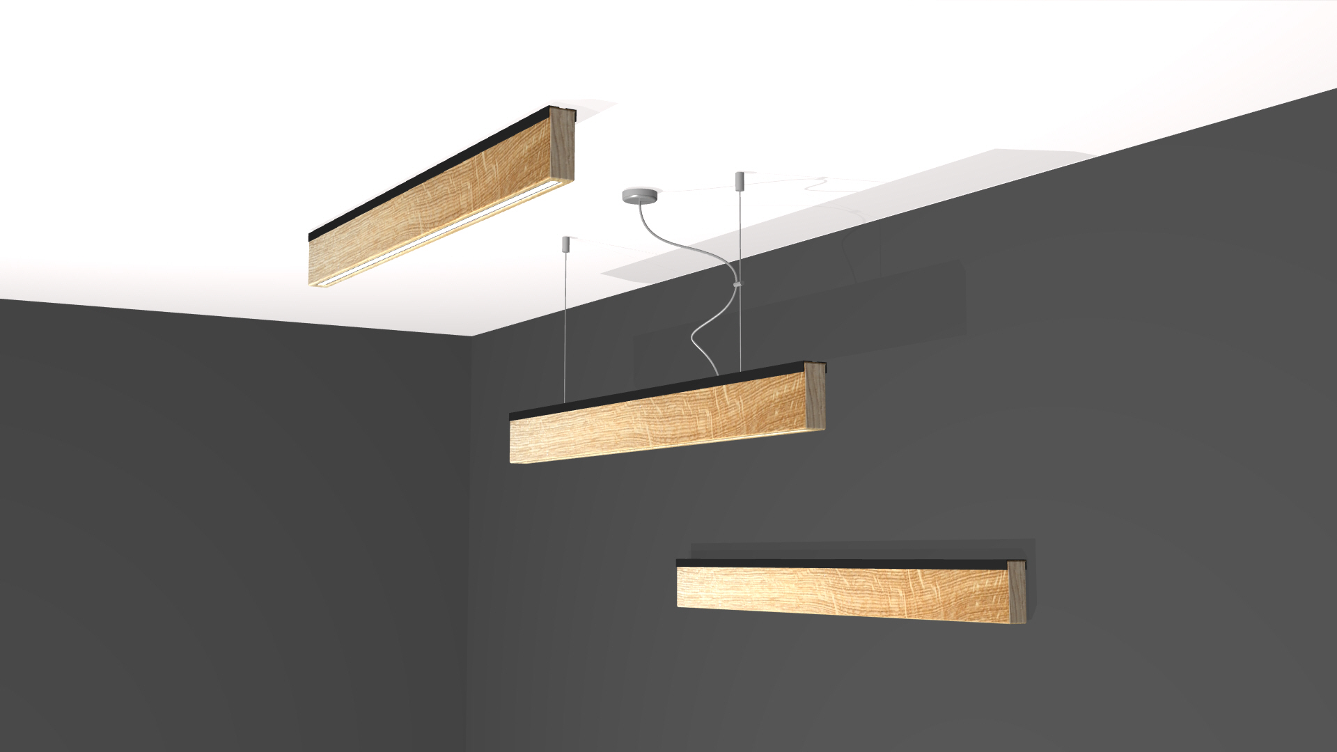 GMO Design Lampa RIFT - led wisząca liniowa z drewna dół/góra-dół na wymiar - zdjęcie 9