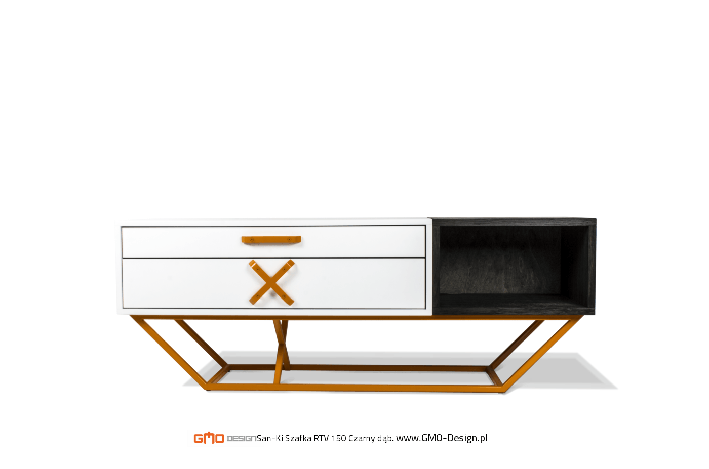 GMO Design Komoda RTV z litego drewna dębowego NANO 150 SANKI - zdjęcie 8