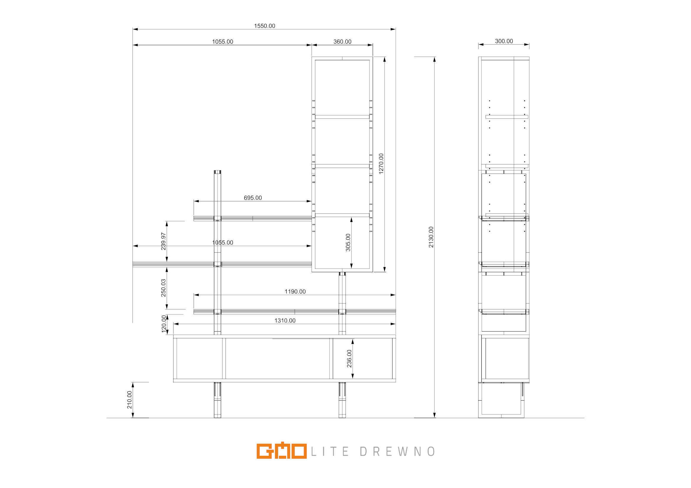 GMO Design Regał na wymiar z litego drewna – ELEMENT Wysoki ELEMENT - zdjęcie 9