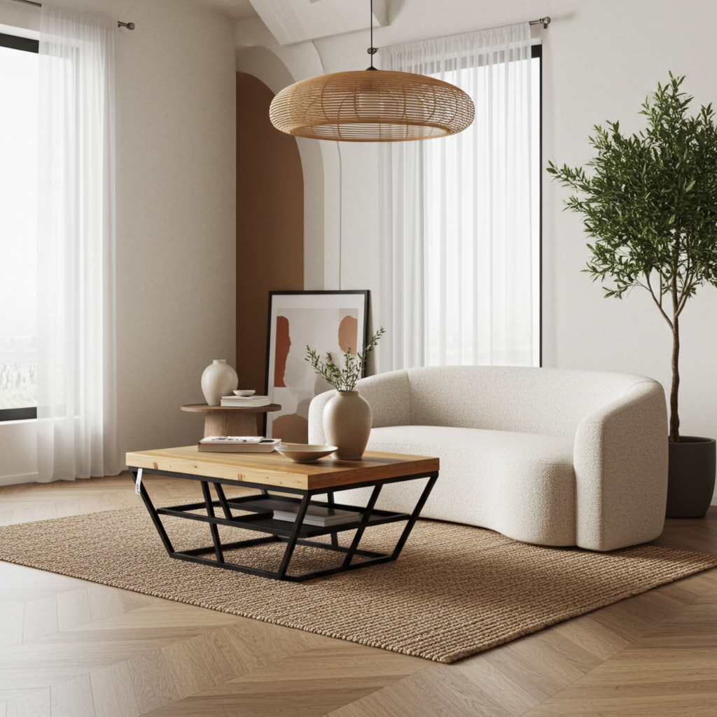 GMO Design Stolik kawowy dębowy SANKI – lite drewno i stal - Polski Producent SANKI - zdjęcie 3
