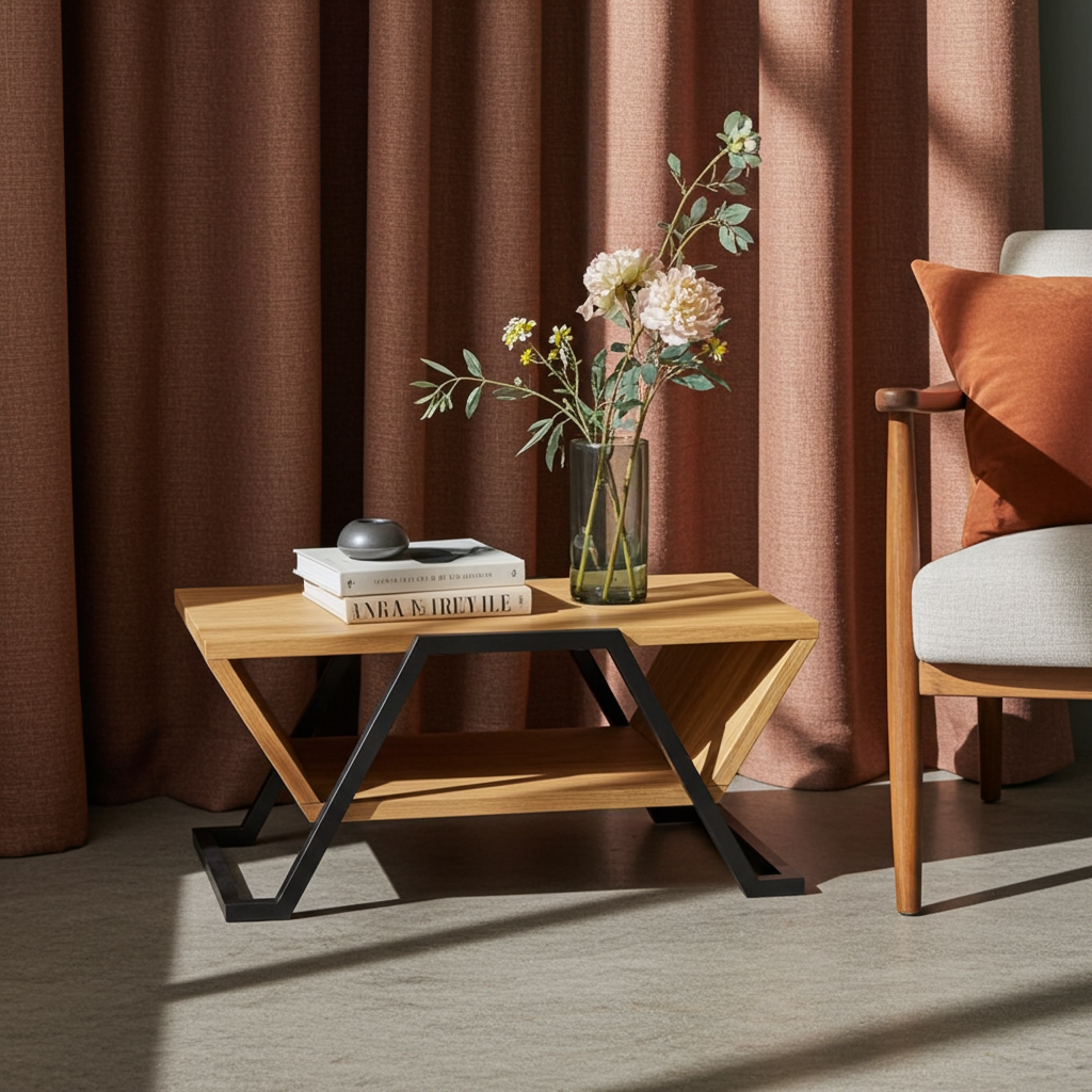 GMO Design Stolik kawowy NANO Trapez – lite drewno i stal NANO - zdjęcie 5