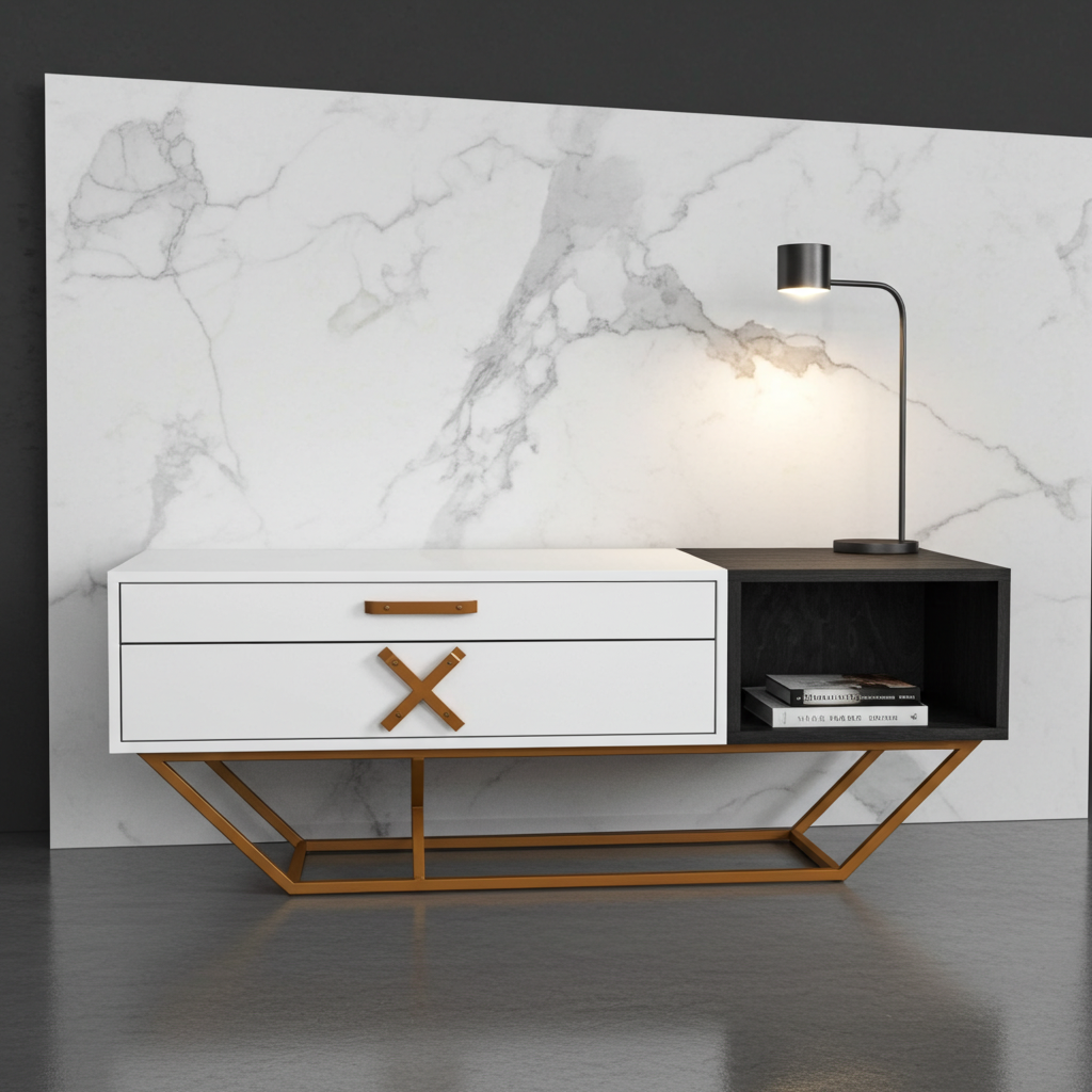 GMO Design Komoda RTV z litego drewna dębowego NANO 150 SANKI - zdjęcie 4