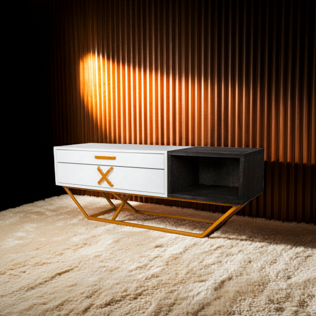 GMO Design Komoda RTV z litego drewna dębowego NANO 150 SANKI - zdjęcie 2