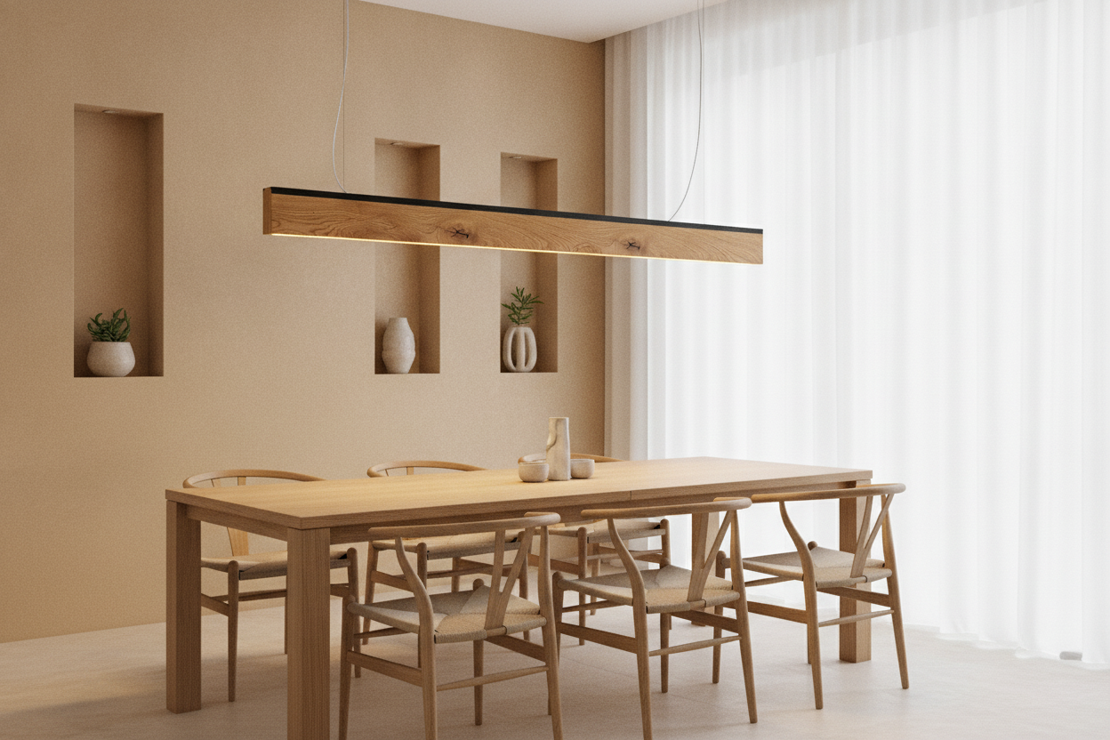GMO Design Lampa RIFT - led wisząca liniowa z drewna dół/góra-dół na wymiar - zdjęcie 4
