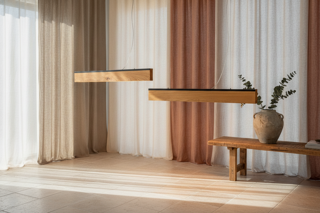 GMO Design Lampa RIFT - led wisząca liniowa z drewna dół/góra-dół na wymiar - zdjęcie 12
