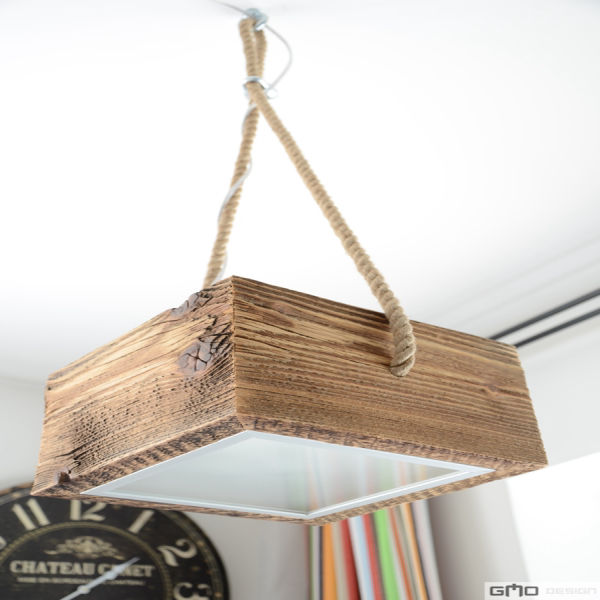 Lampa wisząca z drewna na linie | na wymiar - designerski mebel z litego drewna marki GMO Design