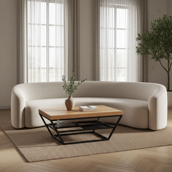 Stolik kawowy dębowy SANKI – lite drewno i stal - Polski Producent - SANKI marki GMO Design